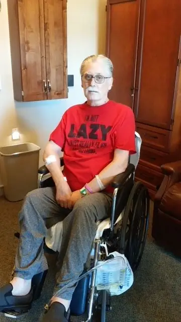A man on a wheelchair